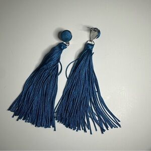 Elegant Blue Tassel Earrings